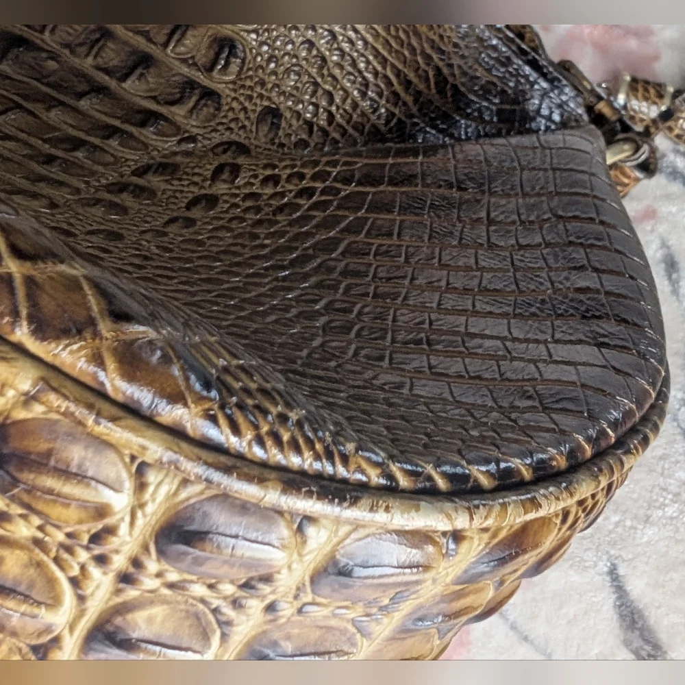 🐊 Brahmin Kathleen Crocodile Embossed Hobo Bag in Toasted or Stout Melbourne